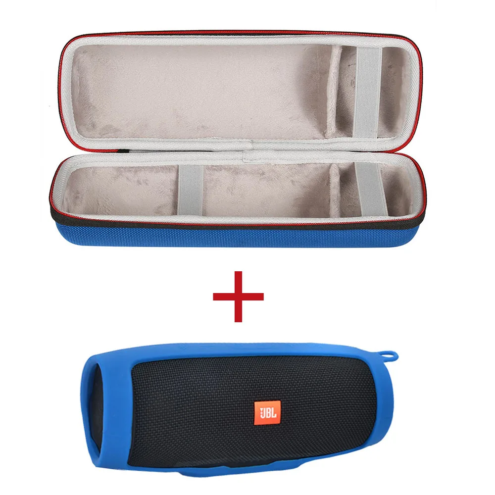 Blue or Blue 2 в 1 Жесткий PU Сумка для хранения на молнии+ Мягкий силиконовый чехол для JBL Charge 3 Bluetooth динамик для JBL Charge3 колонка - Цвет: Blue or Blue