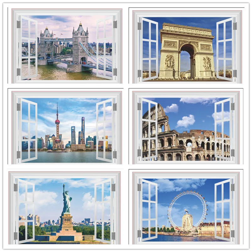 3d наклейка на стену в виде статуи Свободы башни Парижа|wall sticker|stickers for wallstickers |