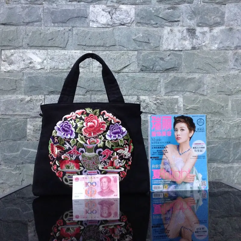 Парусиновая сумка в национальном стиле женские сумки с вышитыми цветами на плечо