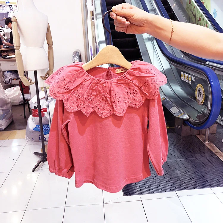 2019 Весенняя блузка для маленьких девочек кружевная детская одежда принцессы с