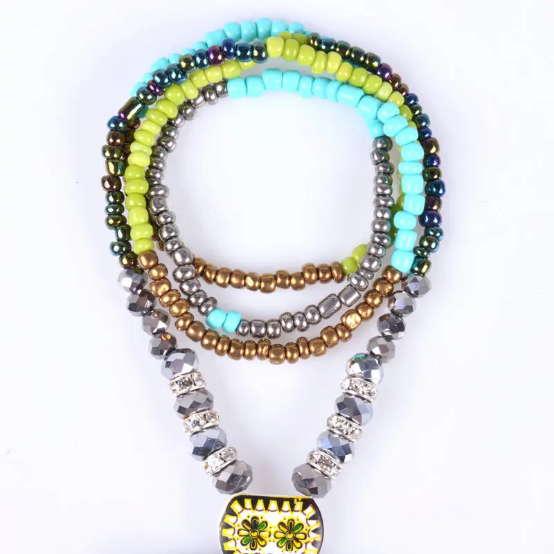 Эксклюзивные смешанные бусы с длинным узором бисерное ожерелье воротником