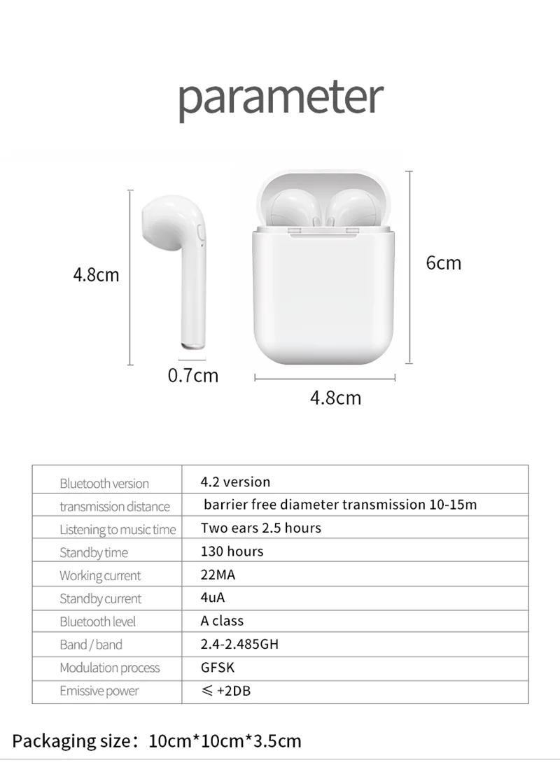 i9 tws Wireless Bluetooth Earphone headset Stereo Earbud Sport Earphones With Charging Box For Iphone Smart Phone Headphone