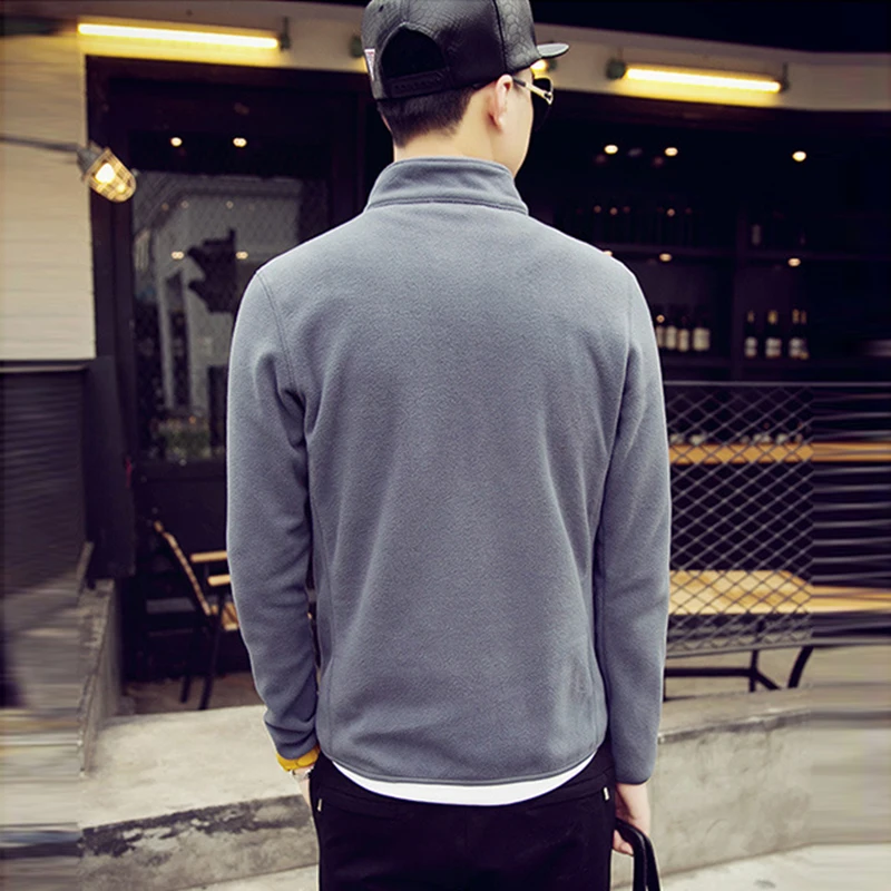 Мужские флисовые пальто с воротником стойкой 2018 зимние короткие тонкие теплые