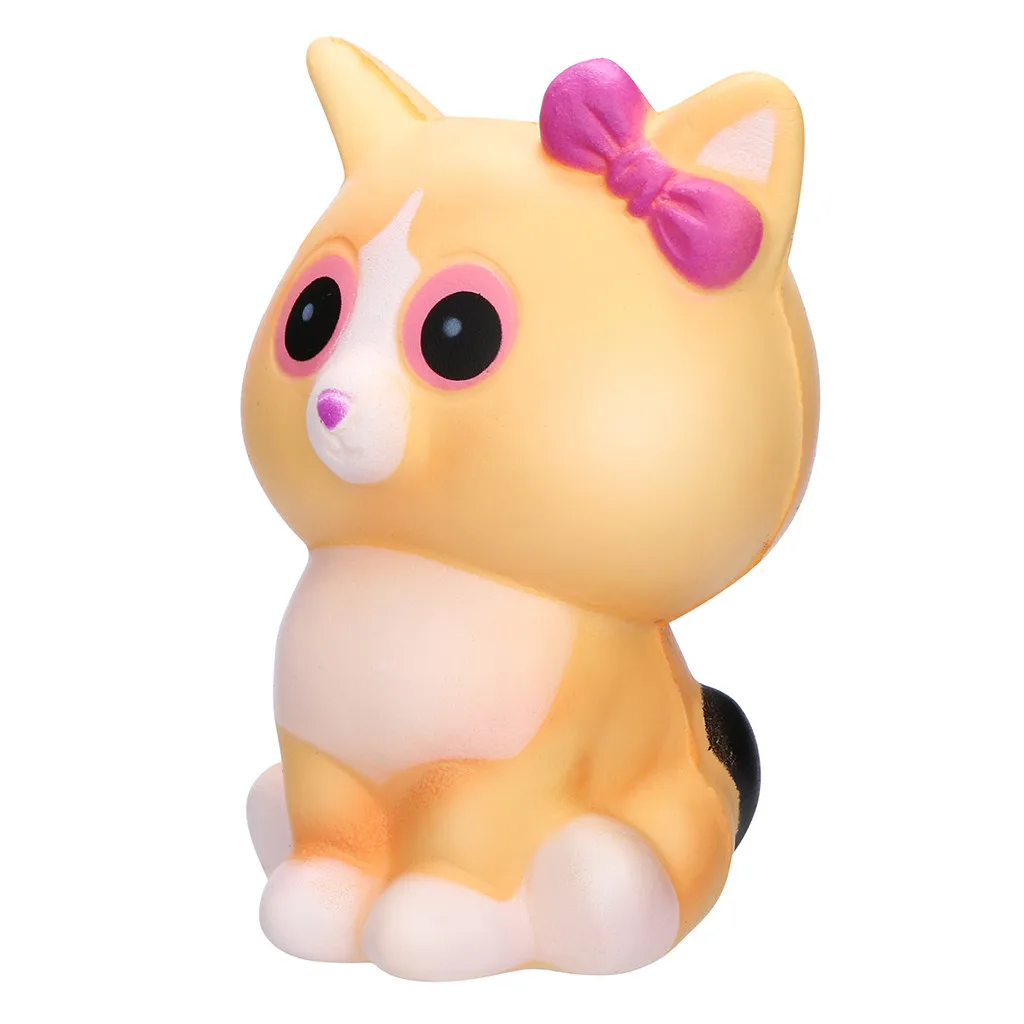 Эластичный экологически чистый ПУ кошачий антистресс Kawaii белый крем