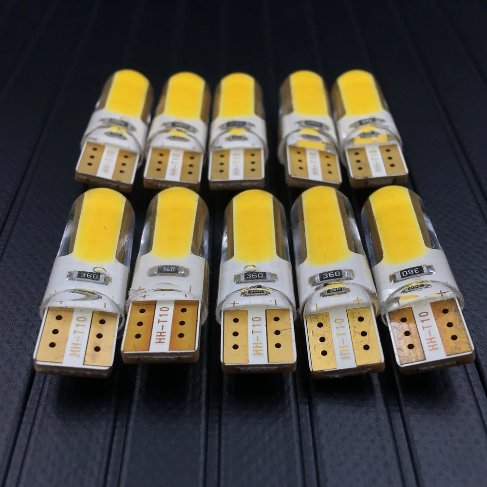 10 шт. T10 W5W светодиодный автомобильный интерьерный свет COB 12V 194 боковой сигнал