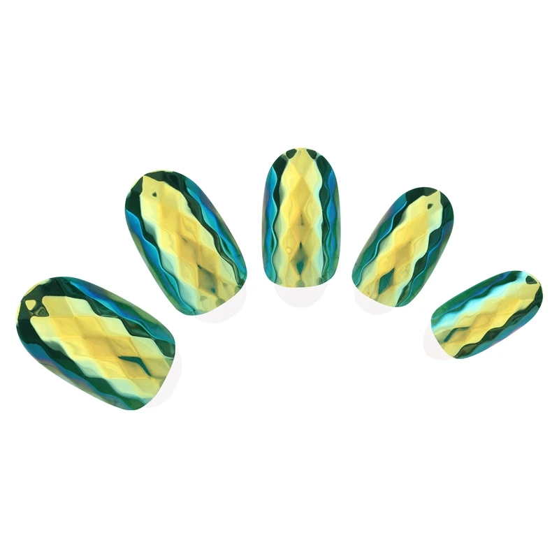 NDK-LX02-10 NADECO Мода Lozenge лицо клей вкладки хром голографическая роскошь нажмите на ногти Советы - Цвет: NDK-LX02-10