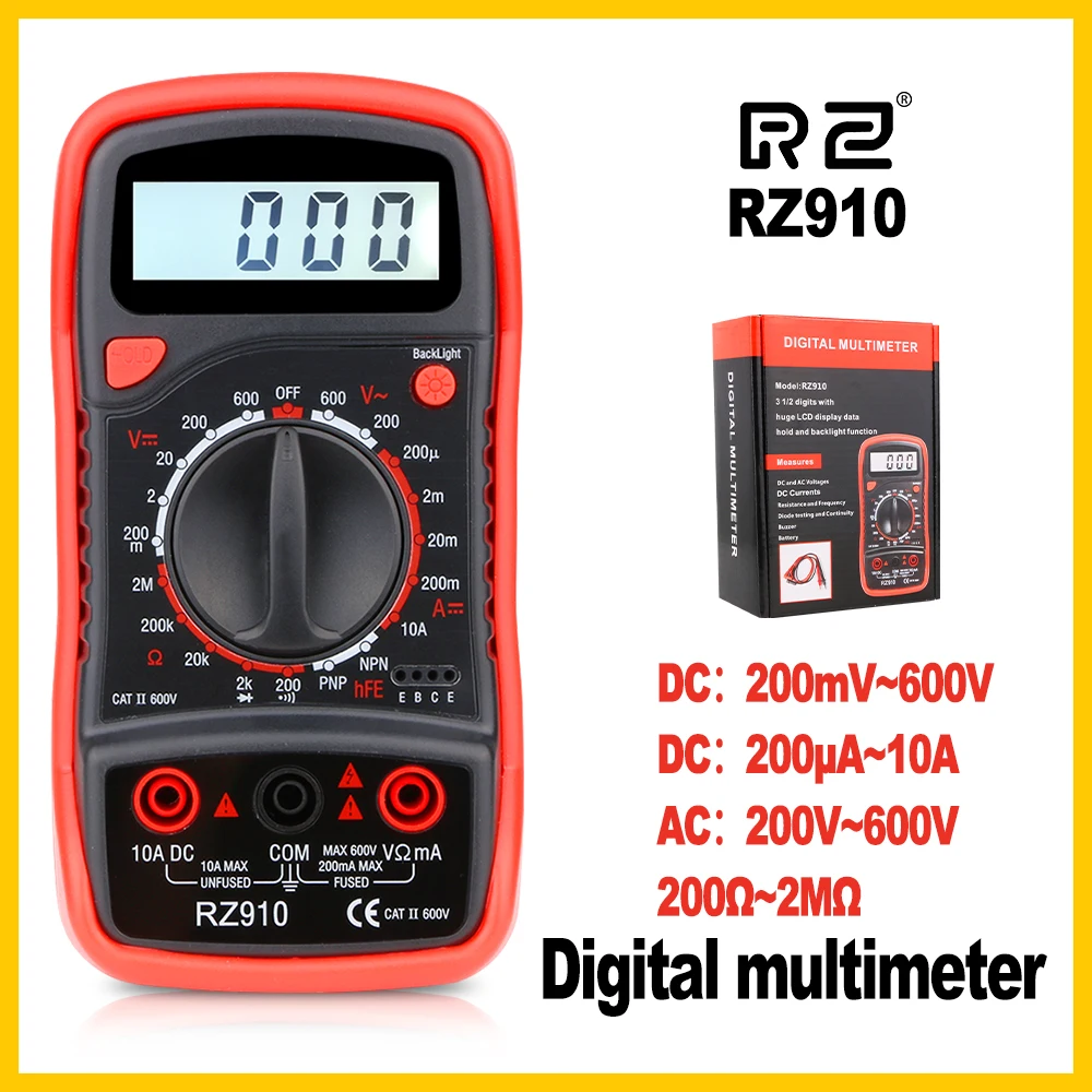 

LCD Mini Pocket Multimeter Handheld Portable Digital Multimeter Electrical Instruments with Backlight RZ910
