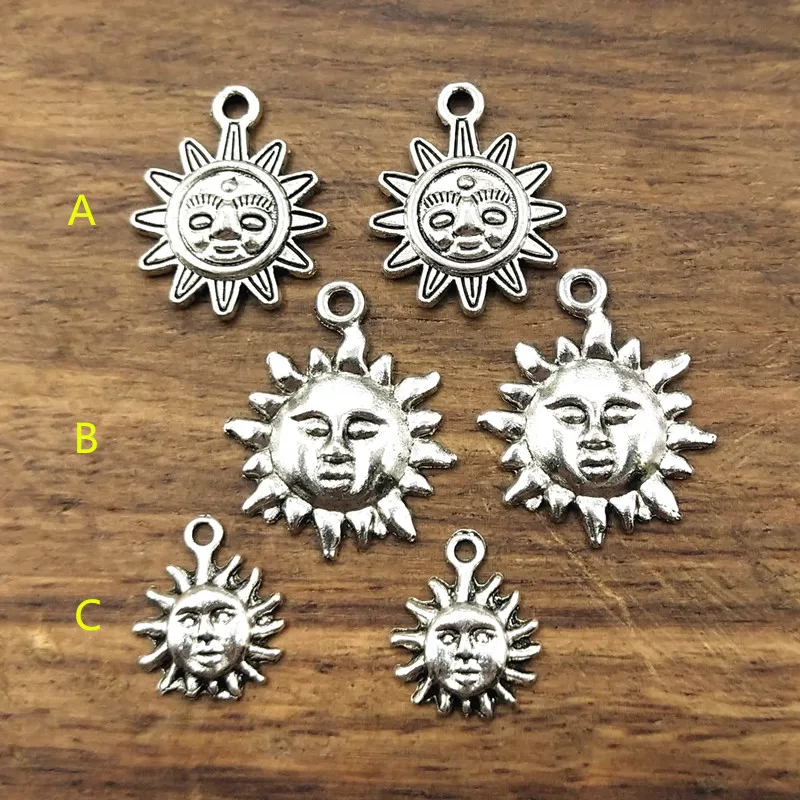 10 шт. Позолоченные Подвески в виде солнца sunburst тибетские посеребренные античные