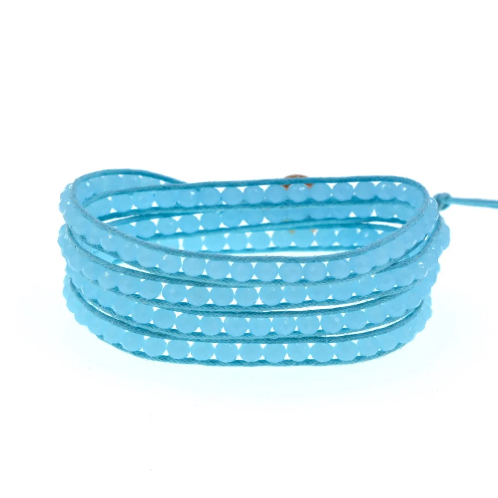 Новинка 4 браслета светло-голубого цвета с кристаллами женский и мужской браслет
