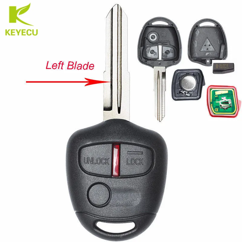 

KEYECU New Remote Key 3 Button 433MHz ID46 Chip for Mitsubishi Lancer CJ - Sedan Only , Left Blade