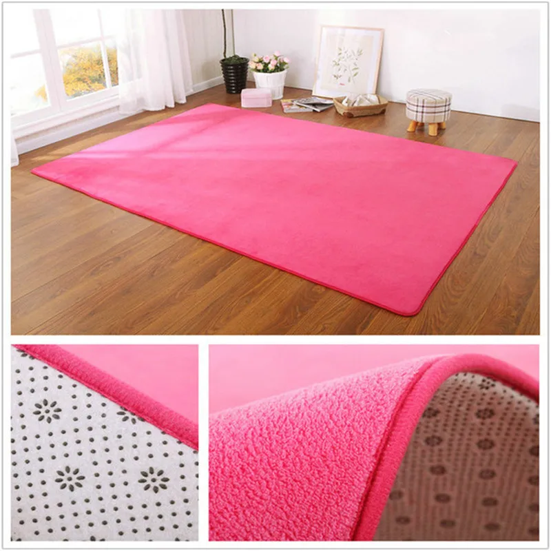 

New listing living room carpet floor mat bedroom bed coral fleece blanket study door rug coral fleece cushion-pink 0.8*1.6m