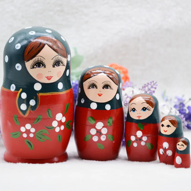 

5-слойная русская кукла, красный стиль для девочек, кукла Матрешка, креативные домашние украшения, куклы, деревянные куклы для детей, образование s