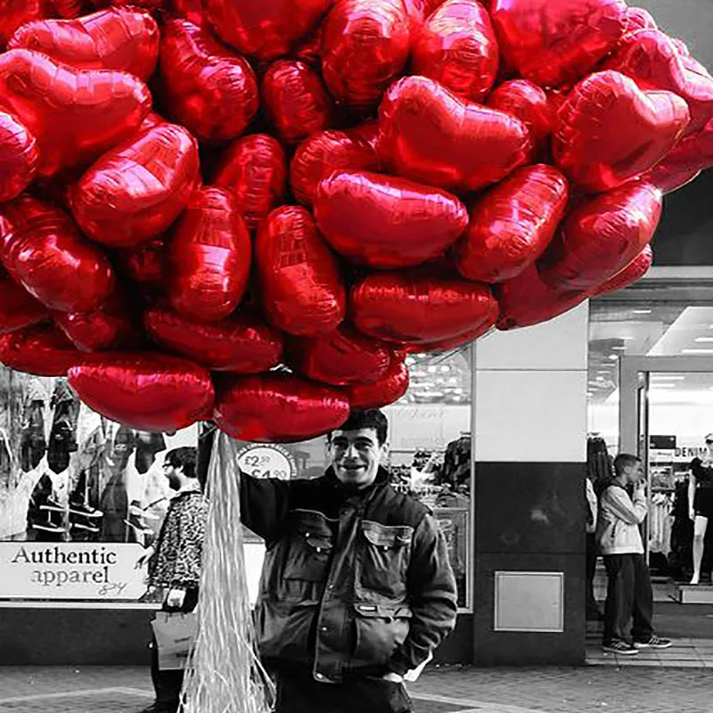 18 дюймов 100 шт. надувные гелиевые шары в виде красного сердца|Воздушные и