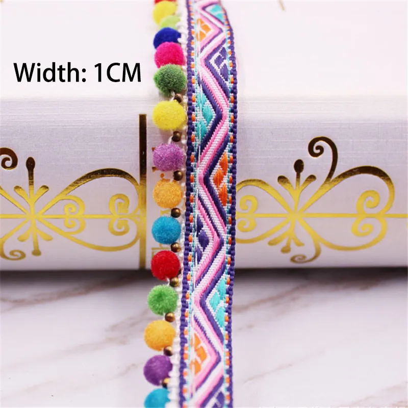 5 ярдов богемная Вышивка Ткань кружевная отделка этнические красочные круглые