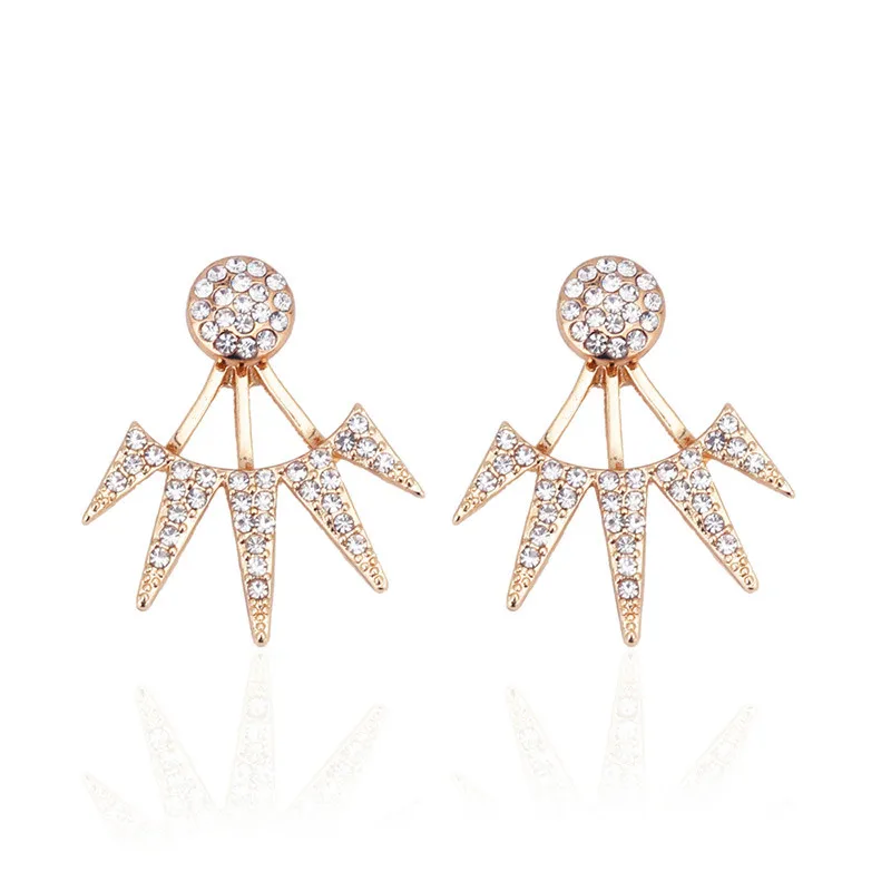 3 цвета Женская мода панк кристалл серьги передние и задние ювелирные изделия |