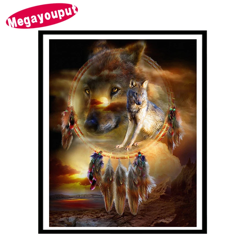 Круглый бриллиант вышивки крестом Волк Тотем алмаз вышивка животных рукоделие