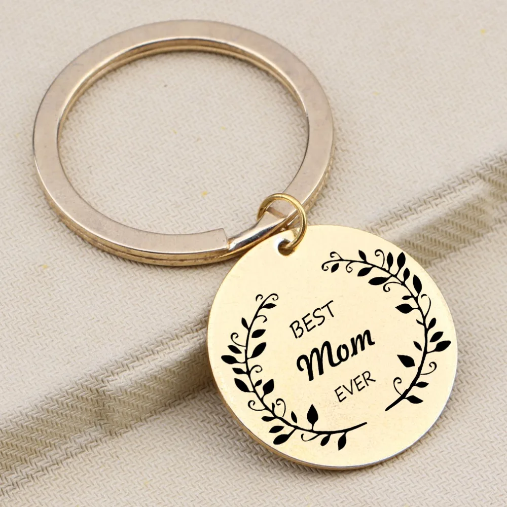 Новый брелок из нержавеющей стали с надписью Best Mom Ever цепочка для ключей листьями
