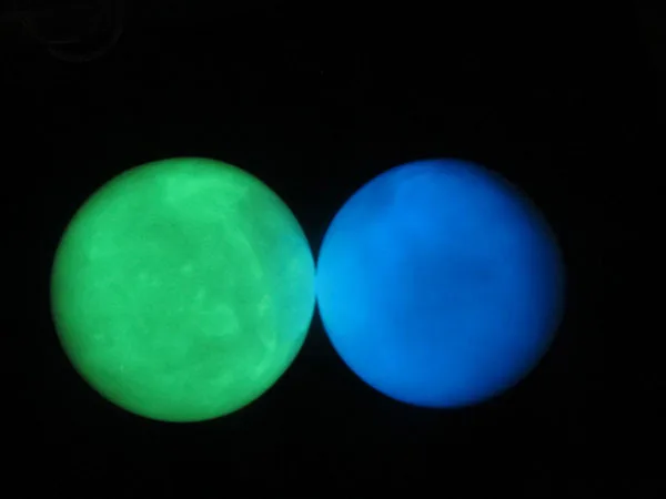 2  Green  blue Glow Calcite Glow In The Dark Stone Ball Sphere Healing 36mm
