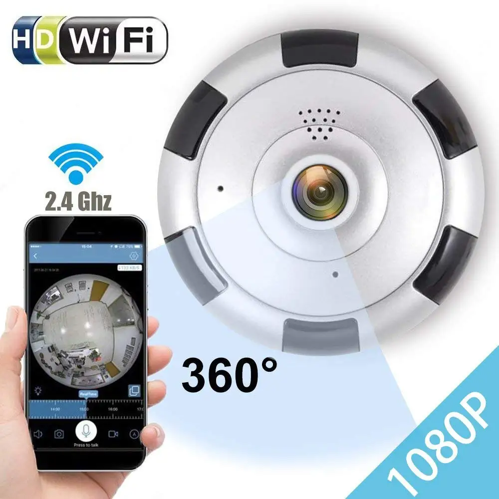 Камера видеонаблюдения рыбий глаз 360 градусов Wi Fi 1080p FULL HD|Видеокамеры °| |