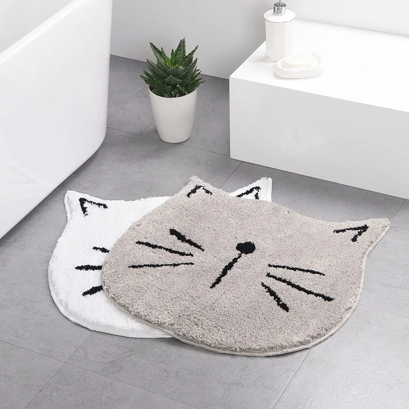 

Cat Style Bath Mats Absorbent Entrance Doormats for Bathroom Anti-Slip Kitchen Carpets Floor Mat for Bedroom Porch Rug 60*60cm