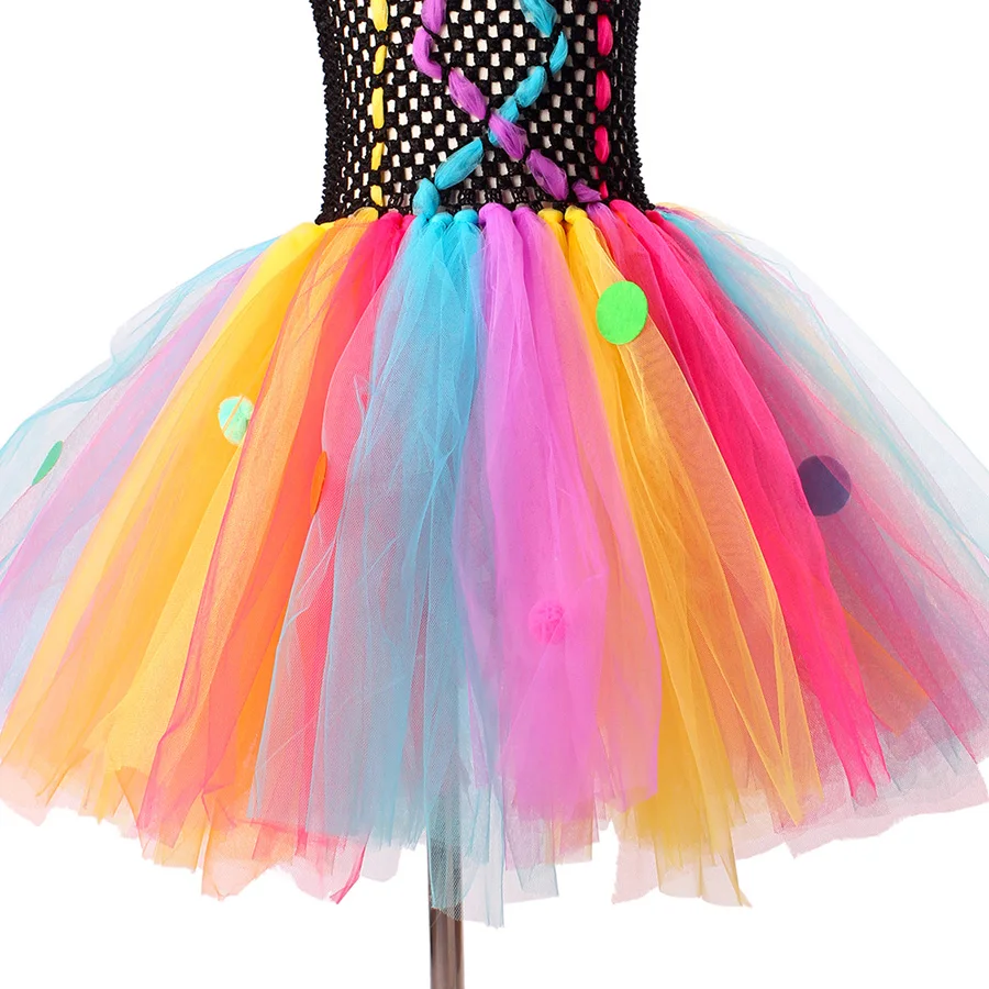 Платье-пачка для девочек в стиле фанки цветной клоун детское платье из тюля с