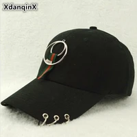 xdanqinx summer adult female cotton baseball caps for women personality round ring sun hat adjustable size snapback hip hop cap