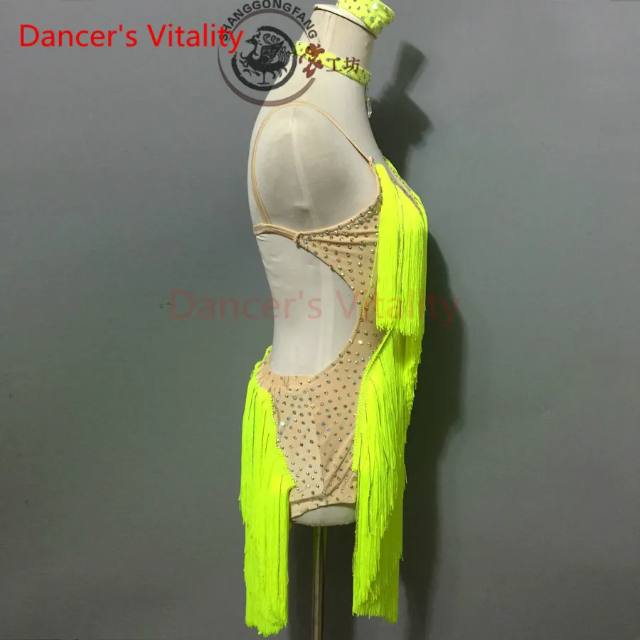 

Dancer's Vitality 2017 New Brand Tassel Harness V Collar Latin Dance Dress Women Samba Salsa Tango Dress For Vestido De Festa