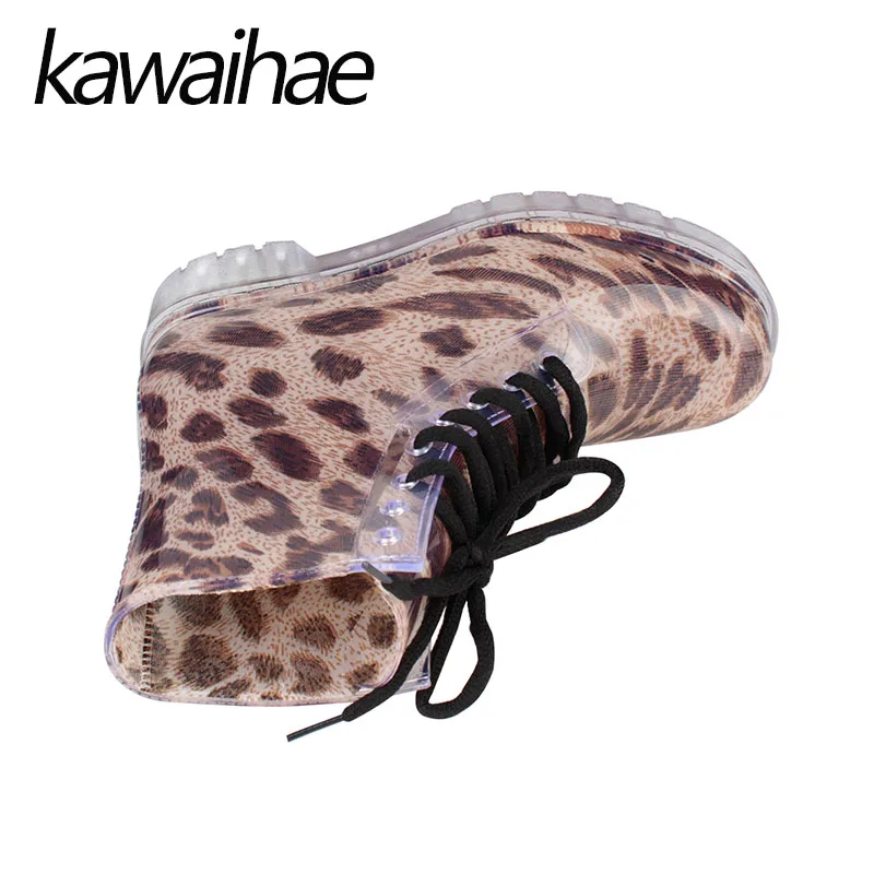 ПВХ Леопардовый Обуви Силконовые Шнурки в Подарок Женская Дождь Сапоги Женские