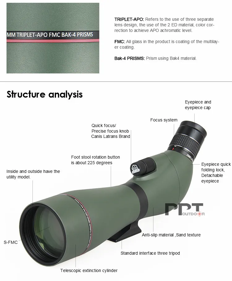 E.T Дракон SP13 25-75X95APO Зрительная труба для охоты на открытом воздухе стрельба PP26-0017
