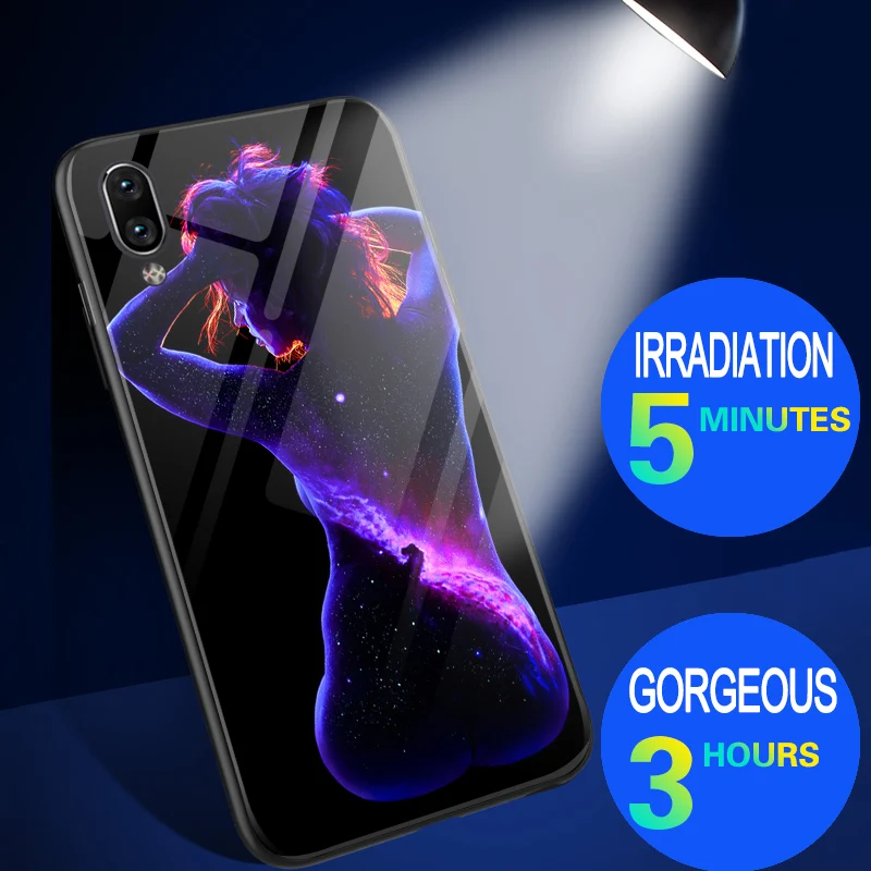 Чехол в виде светящегося стекла для Vivo V9 Y85 Y81 Y83 Y71 Y91 Y95 Y97 сексуальная девушка