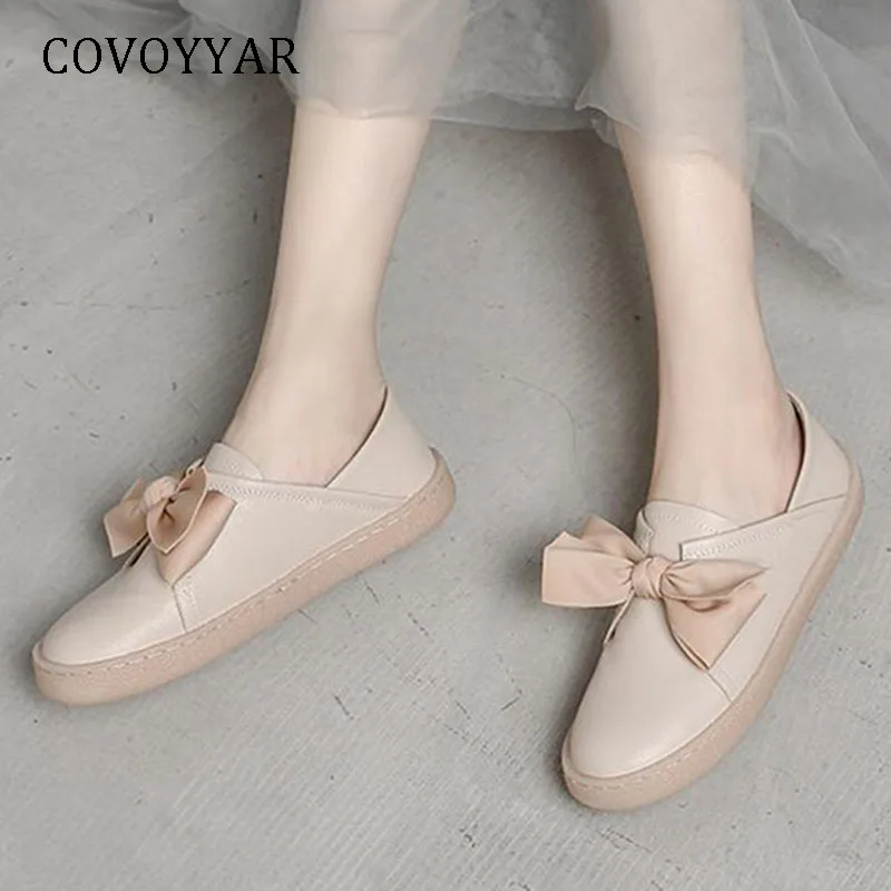 

COVOYYAR Sweet Bow Women Flats 2022 New Spring Soft Bottom Lady Flat Shoes Round Toe Slip On Women Shoes Plus Sizes WFS1048