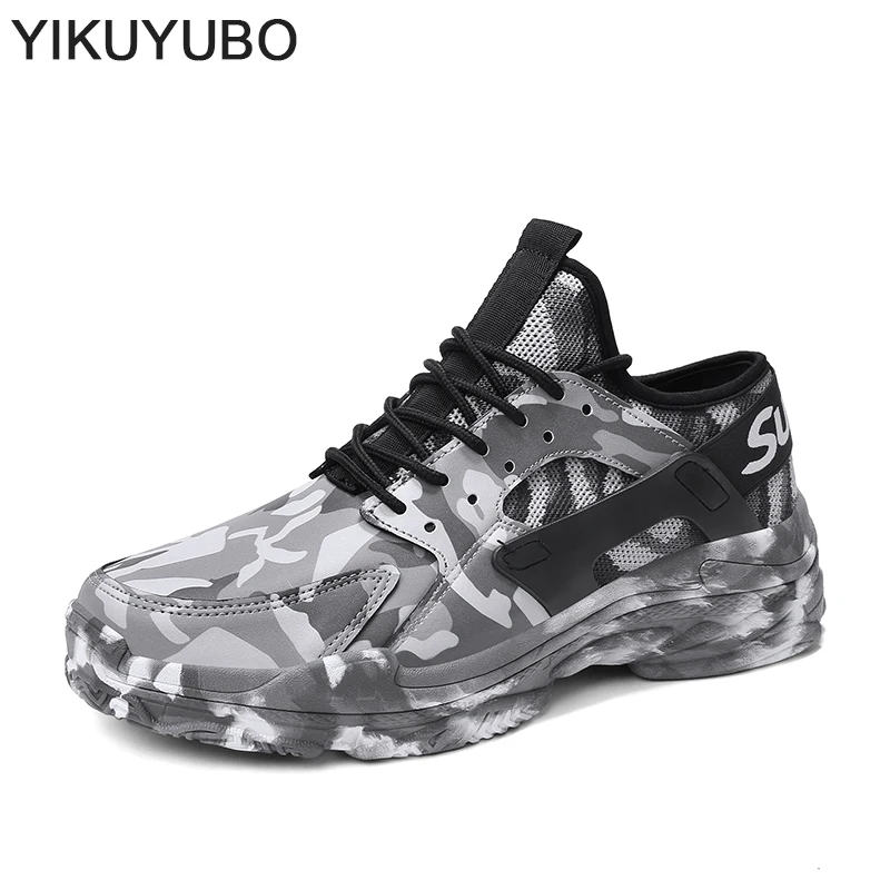 YIKUYUBO Men Shoes 2019 Adult Breathable Comfort Sneakers Camouflage Non-Slip Casual Running Plus Size 47 | Обувь
