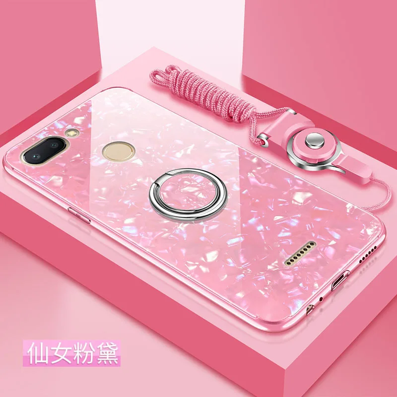 pink Закаленное Стекло металлический держатель телефона для машины чехол для xiaomi mi a2 lite a2lite a1 чехол задняя крышка корпуса xio mi a2 lite mi a2lite coque Капа - Цвет: pink