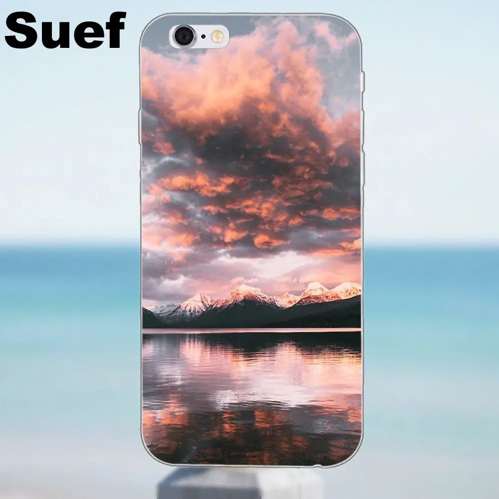 Для iPhone 4 4S 5 5S 5C SE 6 6S 7 8 Plus X Galaxy J1 J3 J5 J7 A3 A5 2016 2017 мягкий оригинальный горный Озеро