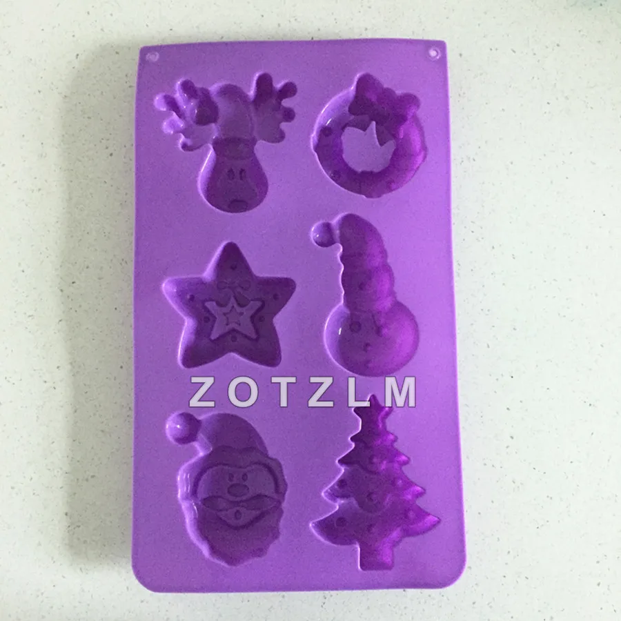 1 Piece Christmas Shapes Silicone Cake Molds Candy Making Tools With Santa Claus Xmas Tree Snowman Deer Star Bowknot TXG021 | Дом и сад