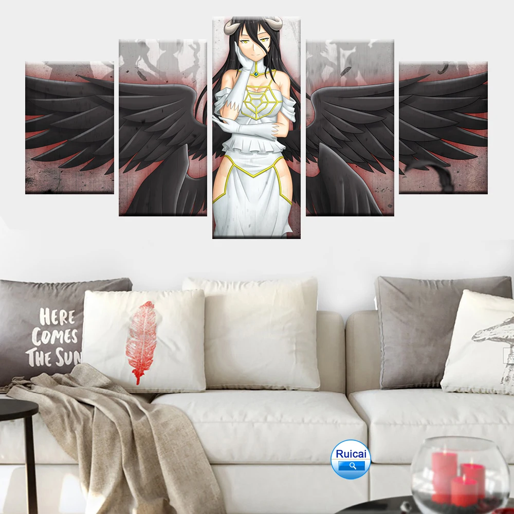Home Decor Girl Room Mural Wall Art Anime Undead King Poster 5 Panel HD Print Modular | Дом и сад