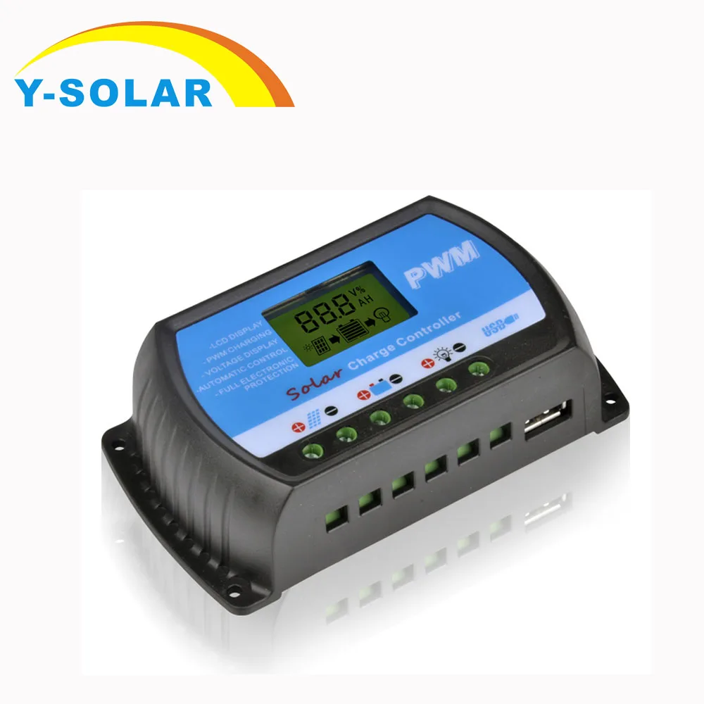 30A 20A 10A солнечные контроллеры заряда ЖК-ШИМ с DC 5 В USB 12 в 24 в автоматический переключатель солнечной панели регулятор напряжения RTD серии Y-SOLAR
