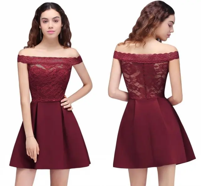cps698 burgundy Быстрая! Дешевые Коктейльные платья Простой строки Кружева Для женщин Короткие свадебные платья 7 видов стилей пикантные Для женщин коктейльное платье - Цвет: cps698 burgundy