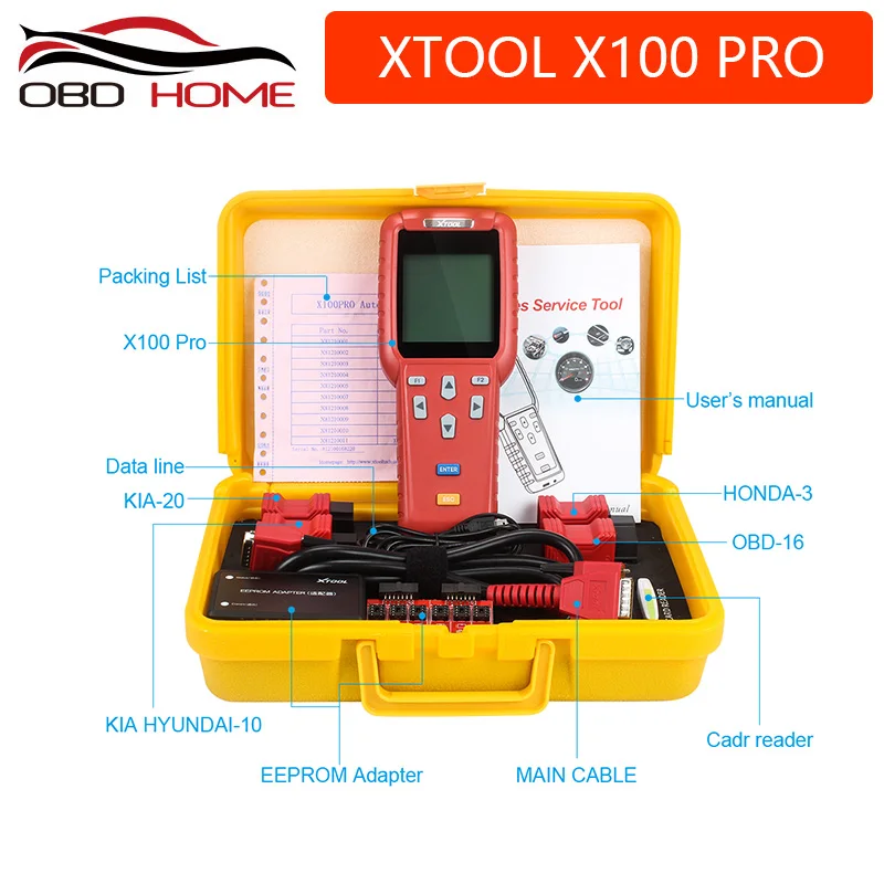 OBD2 автомобильный диагностический инструмент, xtool X100 PRO, автоматический ключевой программист X100, обновленная версия с адаптером EEPROM, быстрая