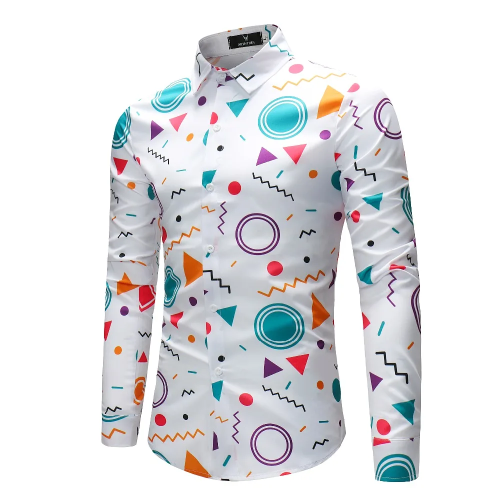 Men Flower Shirts Long Sleeve Shirts Slim Fit Men 3D Printed Shirts Spring Autumn Casual Hawaiian Shirts for Mens Clothing