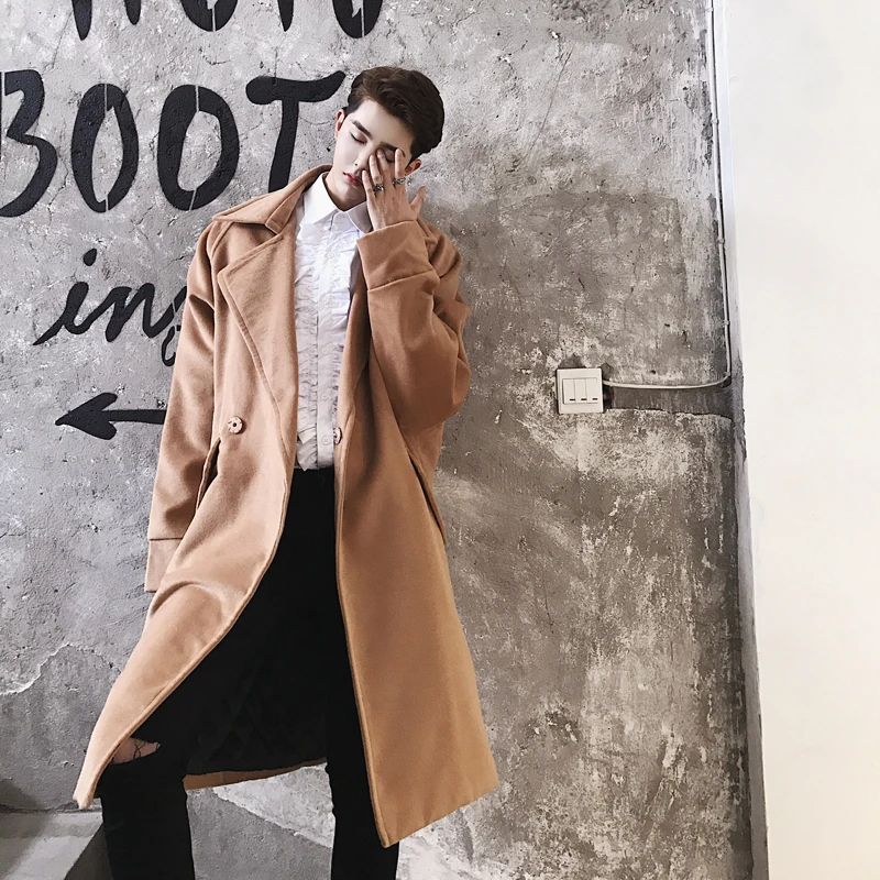Модное шерстяное пальто в стиле High Street мужское супертемпераментное двубортное