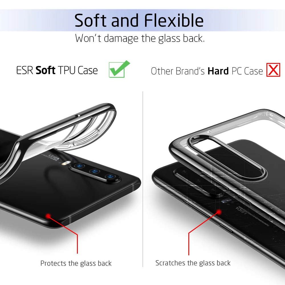 Чехол ESR для huawei P30 P30 Pro, Ультратонкий чехол, роскошный мягкий чехол из ТПУ с рамкой, прозрачный чехол-бампер для huawei P30 P30 Pro
