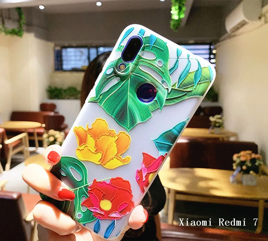 Чехол для Xiaomi Redmi 7 3D мягкий рельеф ТПУ силиконовый чехол задней панели телефона