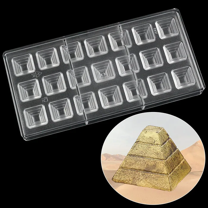Pyramid Пирамида поликарбонатная форма для шоколада, инструменты для украшения торта с днем рождения, круглая форма для шоколада Mooncake, кондитерские инструменты - Цвет: Pyramid