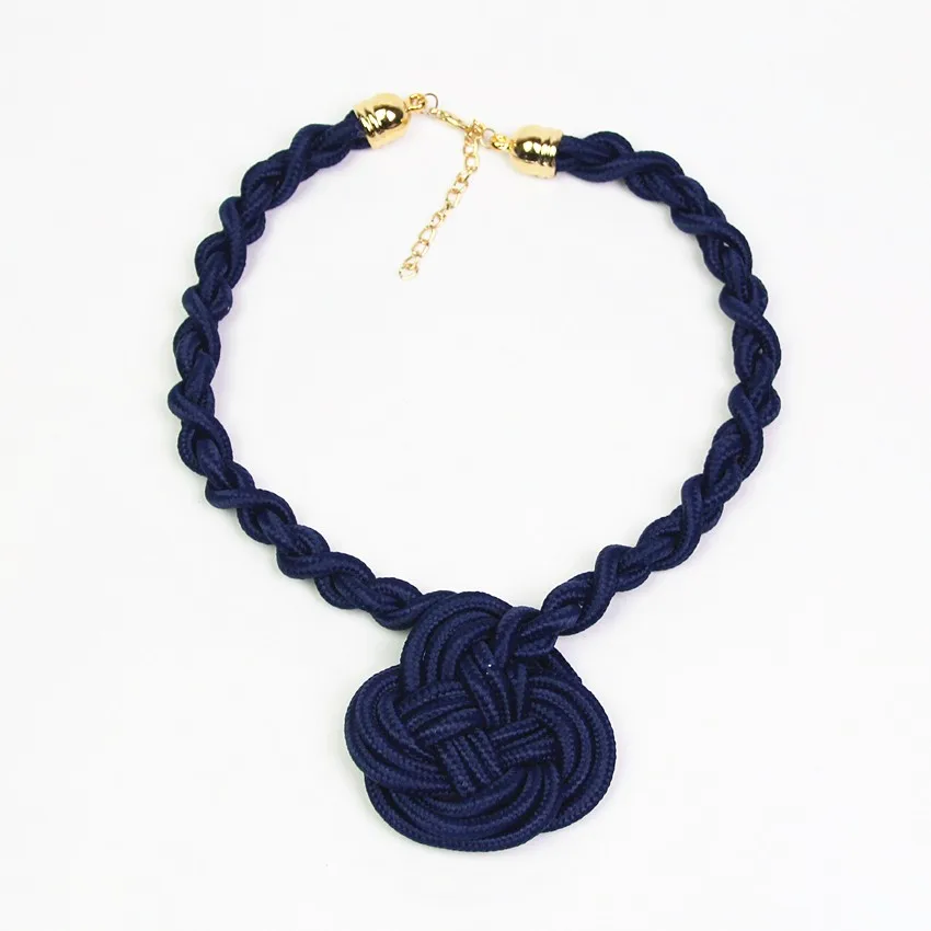 A6 navy blue Хлопковое колье, массивное ожерелье, ожерелье, s& Кулоны, женский подарок, колье, модное ювелирное изделие - Окраска металла: A6 navy blue