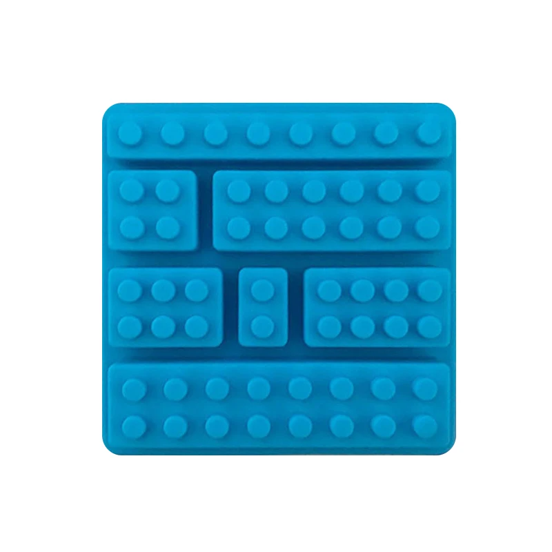 Light Blue 1 шт. 7 отверстие строительный блок кирпич форма для льда прямоугольные набор для работы с мастикой «сделай сам» силиконовый инструмент для торта шоколад кубик льда лоток - Цвет: Light Blue