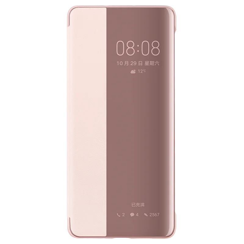 Розовый Чехол для HUAWEI P30 Pro, официальный кожаный защитный флип-чехол с окошком для просмотра, чехол для HUAWEI P30 Pro, чехол для Huawei P30, чехол Funda - Цвет: Розовый