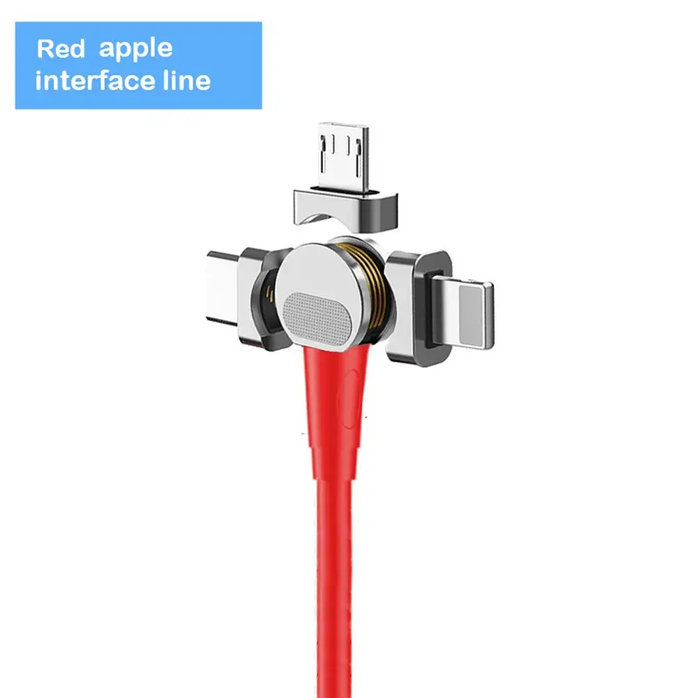 Red for lightning 3 в 1 Магнитный кабель для передачи данных 180 градусов Магнитный кабель для зарядки Micro usb type C кабель для мобильного телефона - Цвет: Red for lightning