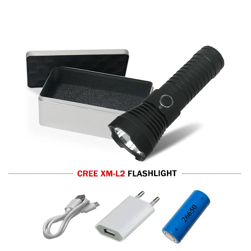 XM L2 USB led вспышкой для подводной охоты мощный светодиодный фонарик 26650 заряда