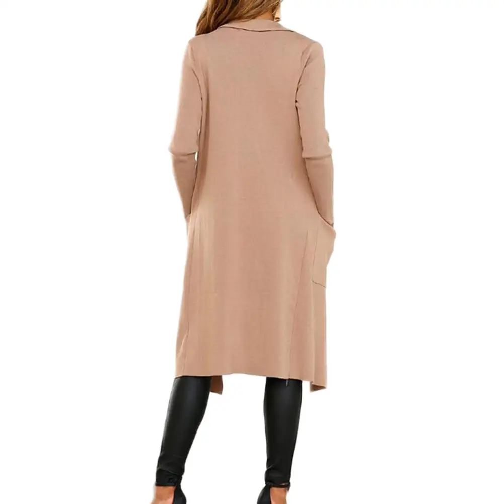 Осень зима 2018 Длинные Куртки из искусственной замши с отворотом асимметричным